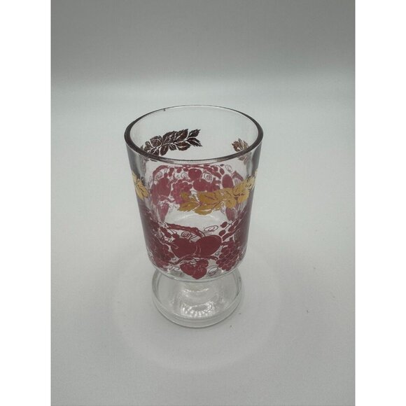 VTG French Luminarc Gold & Red Grape/Leaf Design Cordial Glass & Decanter Set - Picture 11 of 16